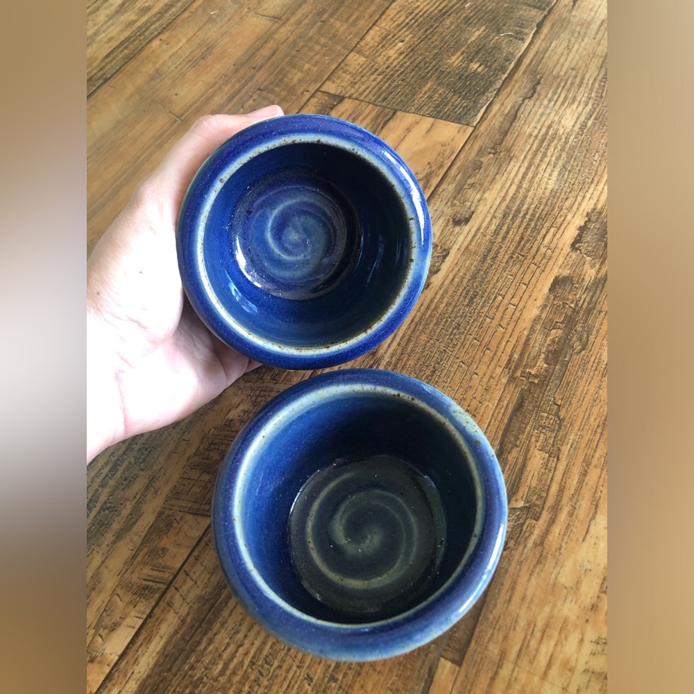 Studio Pottery Bowls Mini Blue Ceramic Farm House Bowl Speckled Signed DH